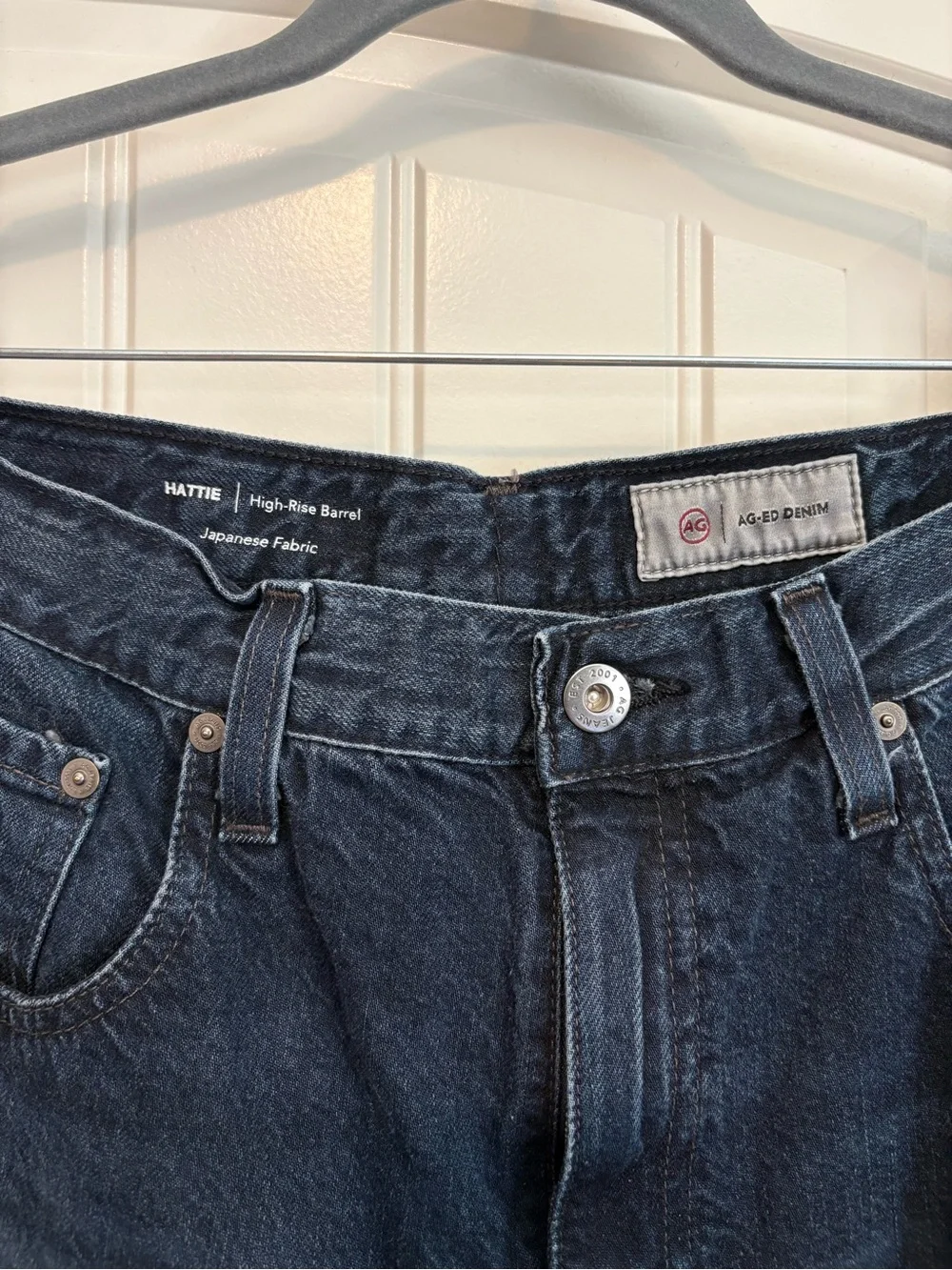 AG Hattie High Rise Barrel Leg Jeans dark wash size 31